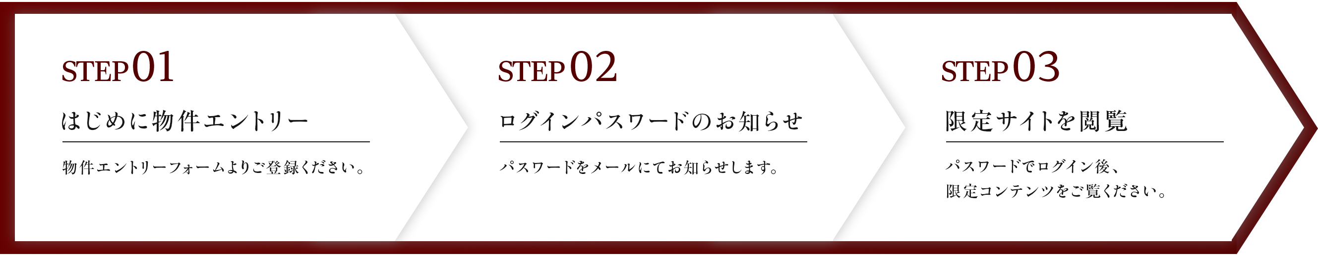 エントリーから限定サイト閲覧までの流れ